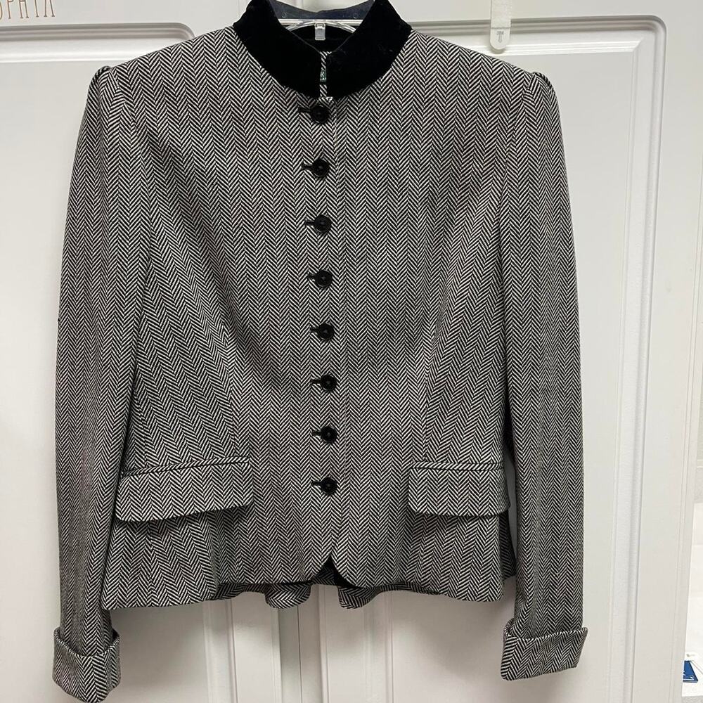 Lauren ralph lauren 100% WOOL HERRINGBONE VINTAGE JACKET BUTTON SIZE 8